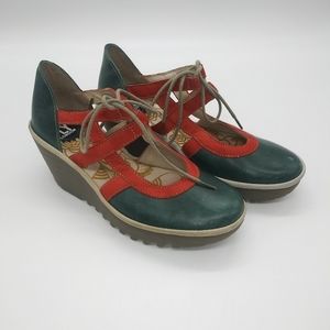 FLY London Petrol/Cherry/Lt Grey Yett Wedge